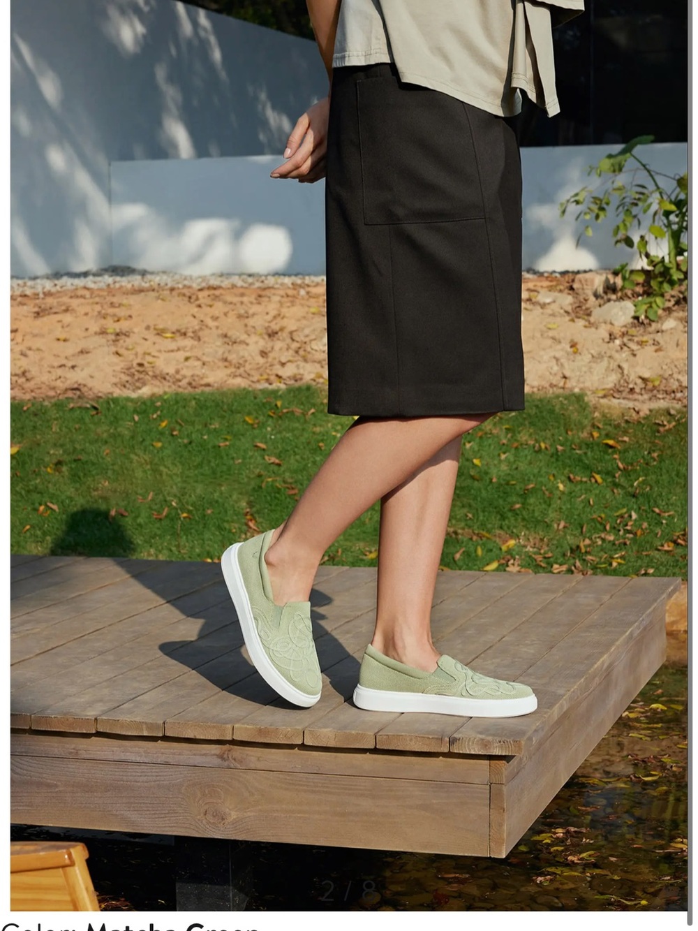 VIVAIA Classic Slip-On Sneakers V-Tune in Matcha Green NEW Sz US 7 Womens srp129 - Picture 4 of 16